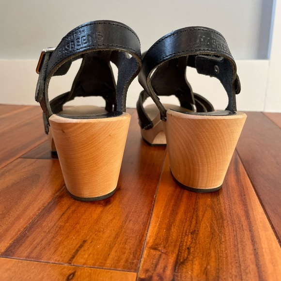 Swedish Hasbeens black heeled sandals size 36 - Picture 3 of 4